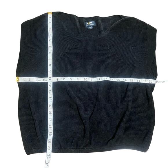 Maeve by Anthropologie Black Cap Sleeve, Linen Blend,  Large Knit Sweater Top - Picture 7 of 7